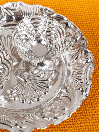 German Silver 2 Cup Kumkum - 4 inch - Round - WBG1816
