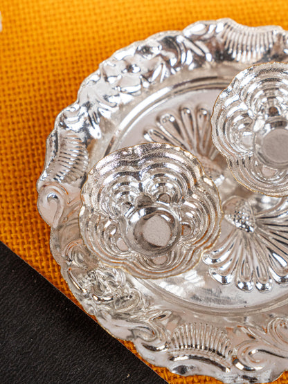 German Silver 2 Cup Kumkum - 4 inch - Round - WBG1816