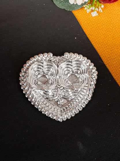 German Silver 2 Cup Kumkum - 3 inch - Heart - WBG1817