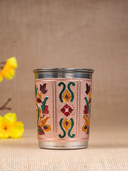 Meenakari Glass - Floral Design - Copper - WBG1819-2