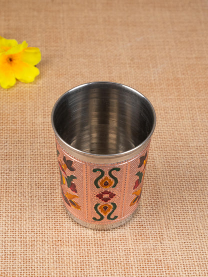 Meenakari Glass - Floral Design - Copper - WBG1819-2