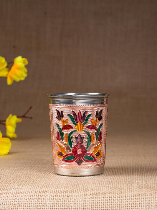 Meenakari Glass - Floral Design - Copper - WBG1819-2
