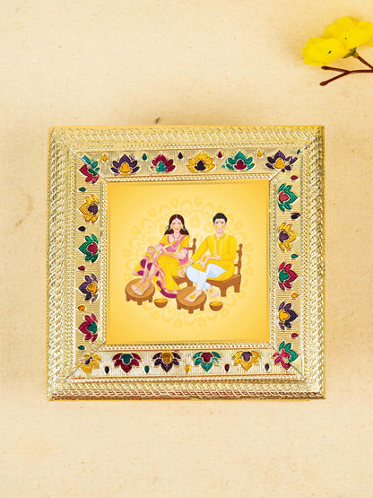 Customized - Meenakari Dry Fruit Box - 6x6 inch - Gold - WBG1824