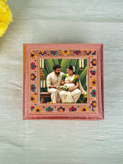 Customized - Meenakari Dry Fruit Box - Copper - 6x6 inch - WBG1825