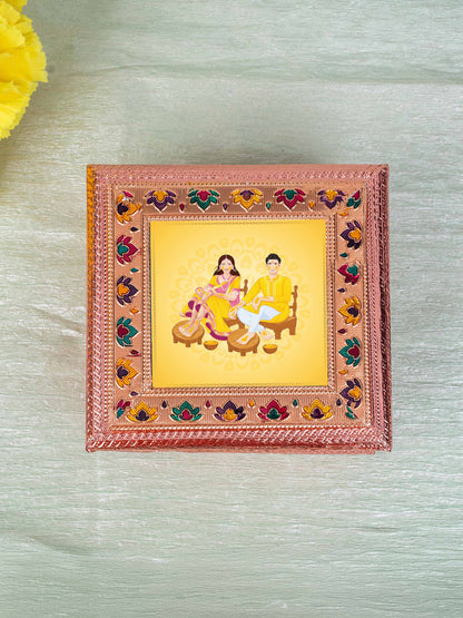 Customized - Meenakari Dry Fruit Box - Copper - 6x6 inch - WBG1825