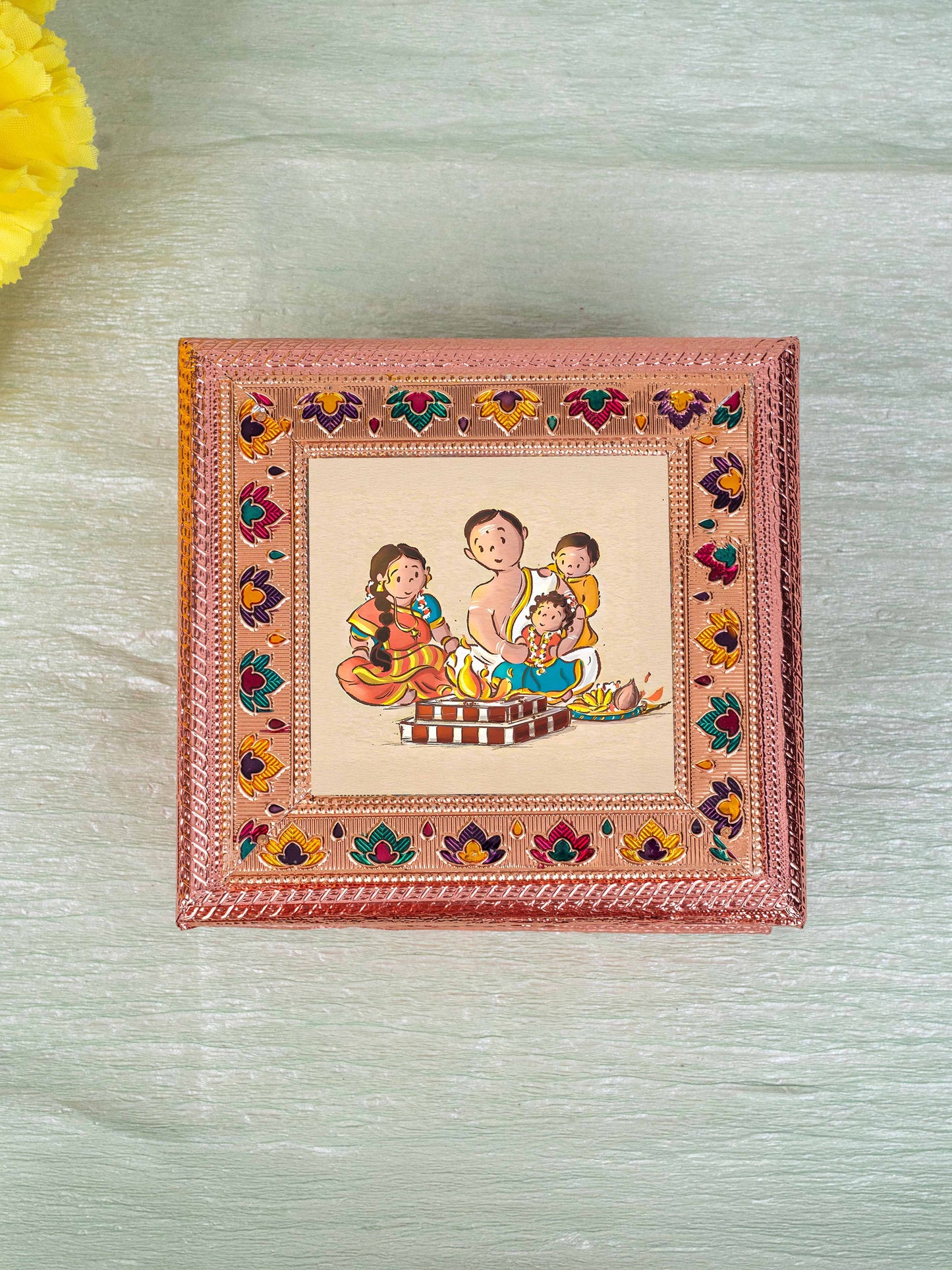 Customized - Meenakari Dry Fruit Box - Copper - 6x6 inch - WBG1825