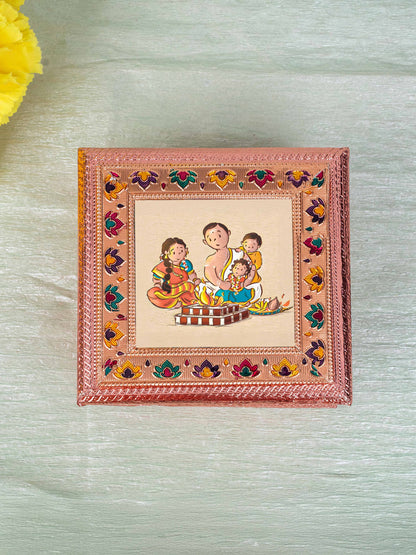 Customized - Meenakari Dry Fruit Box - Copper - 6x6 inch - WBG1825