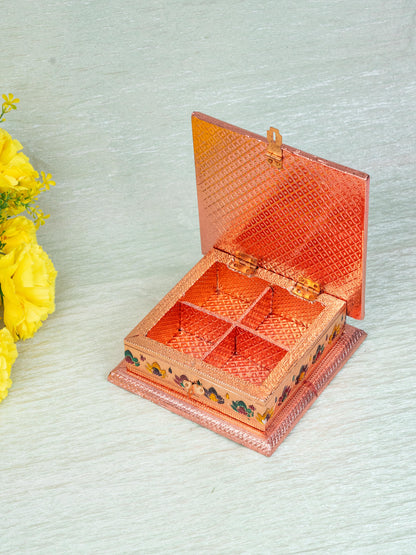 Customized - Meenakari Dry Fruit Box - Copper - 6x6 inch - WBG1825