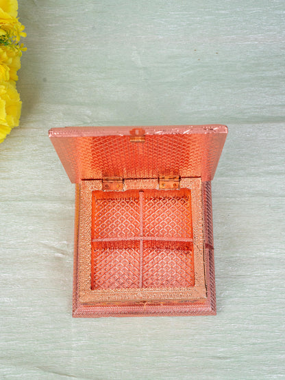 Customized - Meenakari Dry Fruit Box - Copper - 6x6 inch - WBG1825
