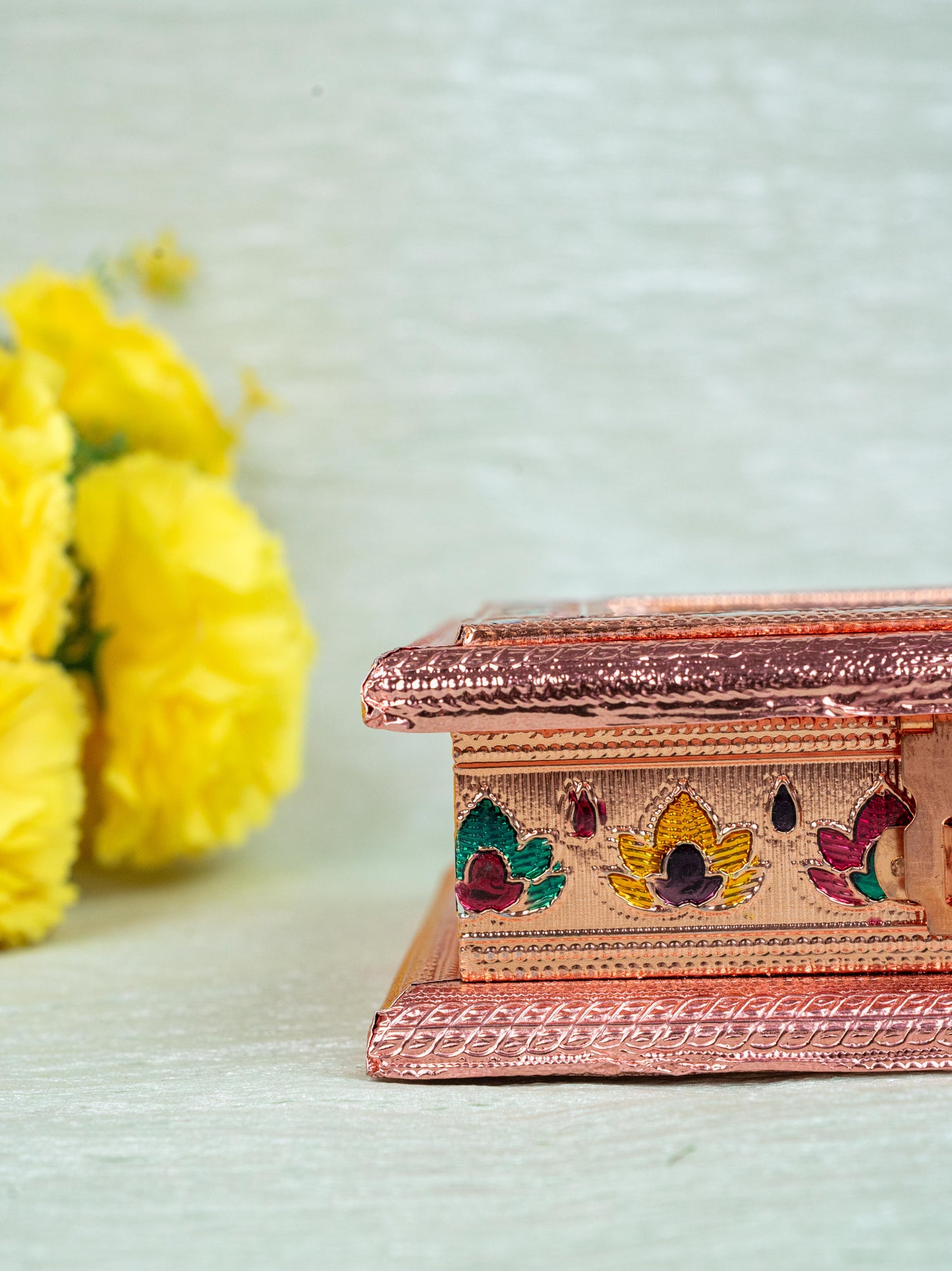 Customized - Meenakari Dry Fruit Box - Copper - 6x6 inch - WBG1825