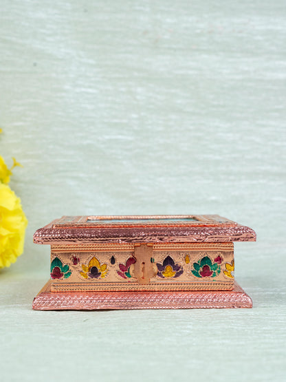 Customized - Meenakari Dry Fruit Box - Copper - 6x6 inch - WBG1825
