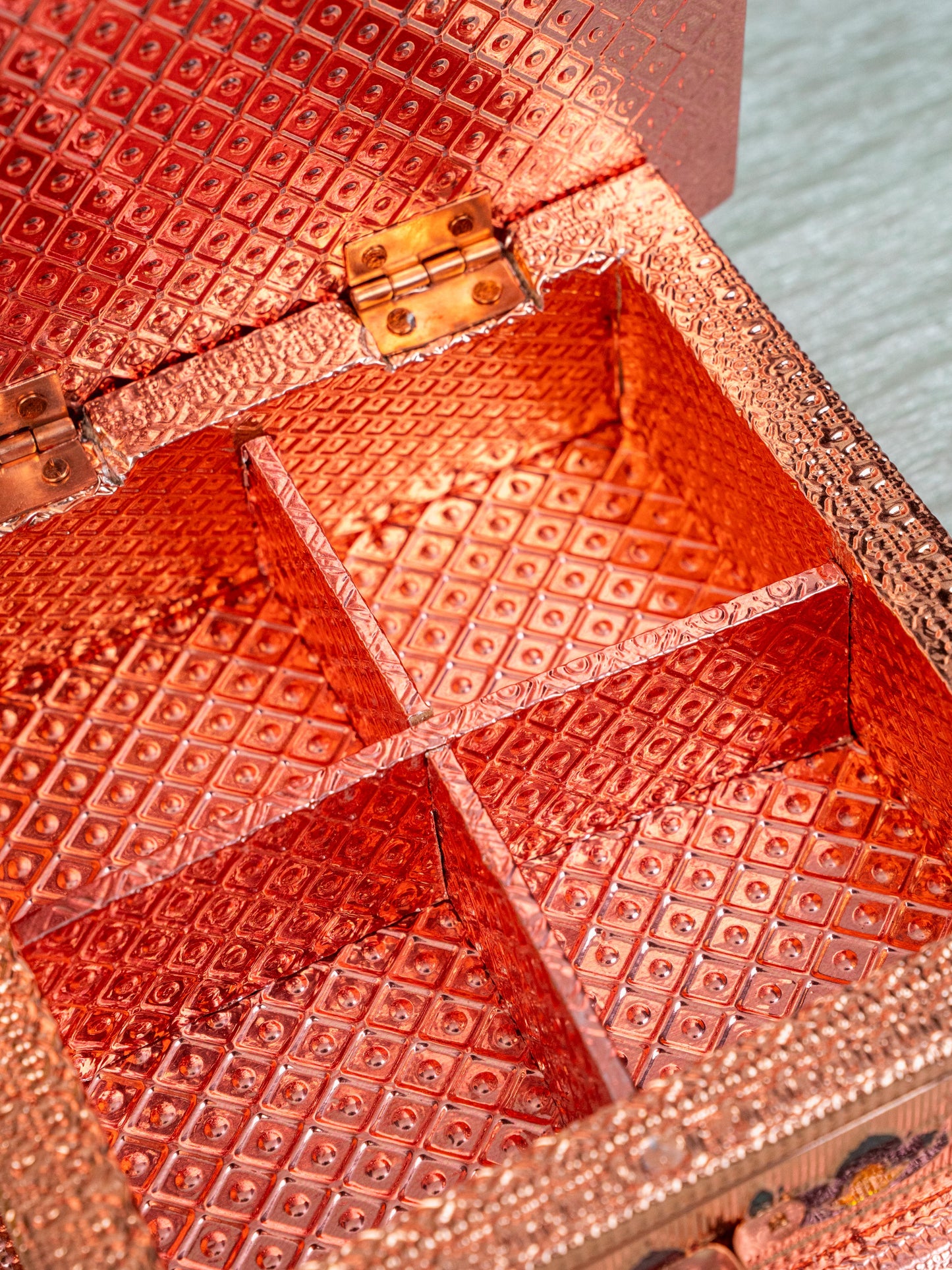Customized - Meenakari Dry Fruit Box - Copper - 6x6 inch - WBG1825