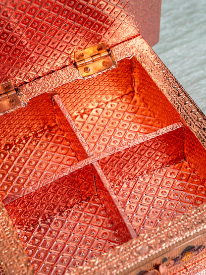 Customized - Meenakari Dry Fruit Box - Copper - 6x6 inch - WBG1825