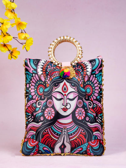 Multi Color - Durga Face Digital Printed Hand bags - WBG1828