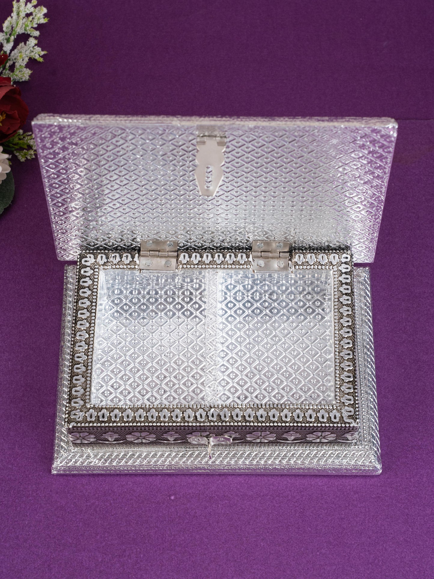 Customized - Oxidized Dry Fruit Box - 7x5 inch - Silver - WBG1831