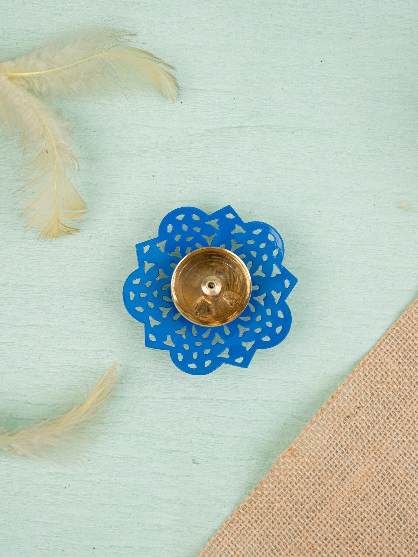 Hand Painted Brass Flower Shaped Diya - WBG1826-2