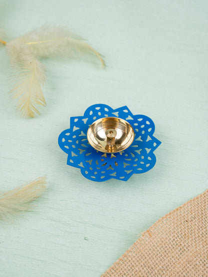 Hand Painted Brass Flower Shaped Diya - WBG1826-2