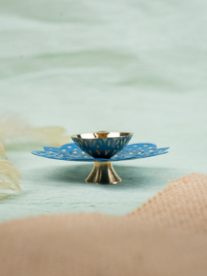Hand Painted Brass Flower Shaped Diya - WBG1826-2