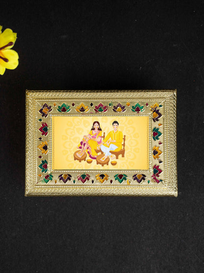 Customized - Meenakari Dry Fruit Box - 7x5 inch - Gold - WBG1838