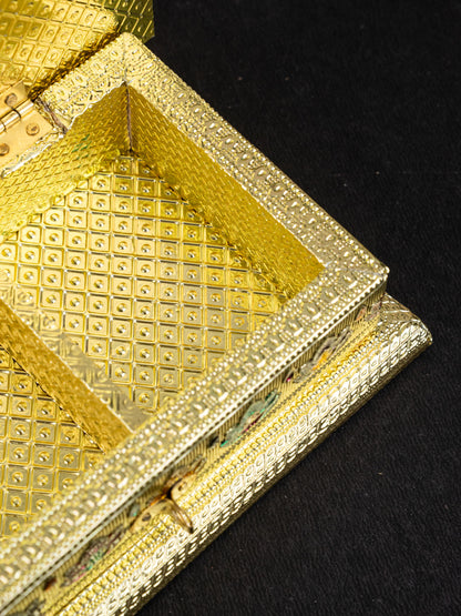 Customized - Meenakari Dry Fruit Box - 7x5 inch - Gold - WBG1838