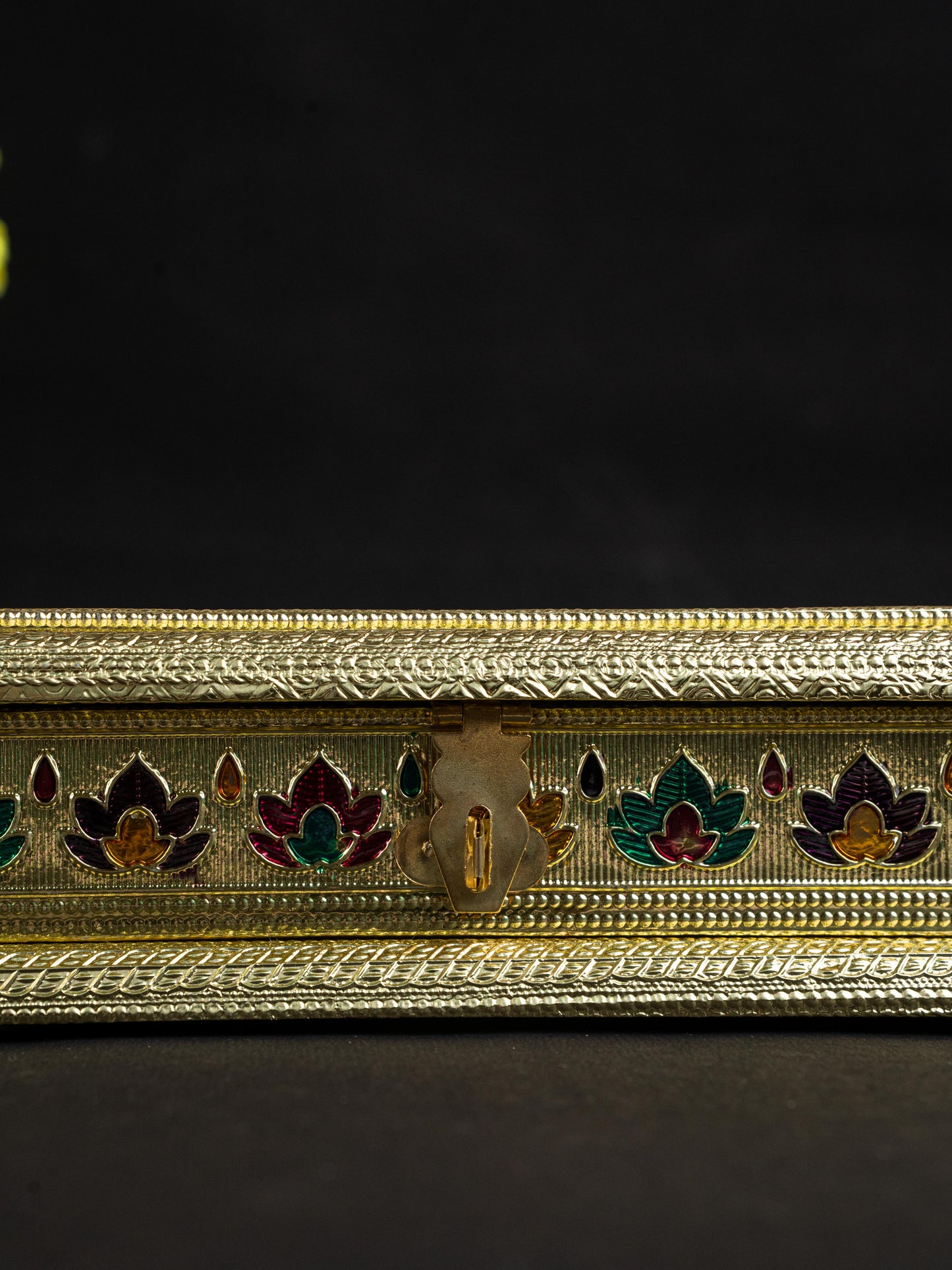Customized - Meenakari Dry Fruit Box - 7x5 inch - Gold - WBG1838