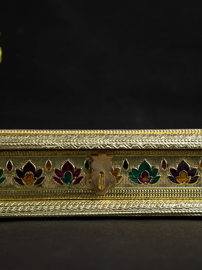 Customized - Meenakari Dry Fruit Box - 7x5 inch - Gold - WBG1838