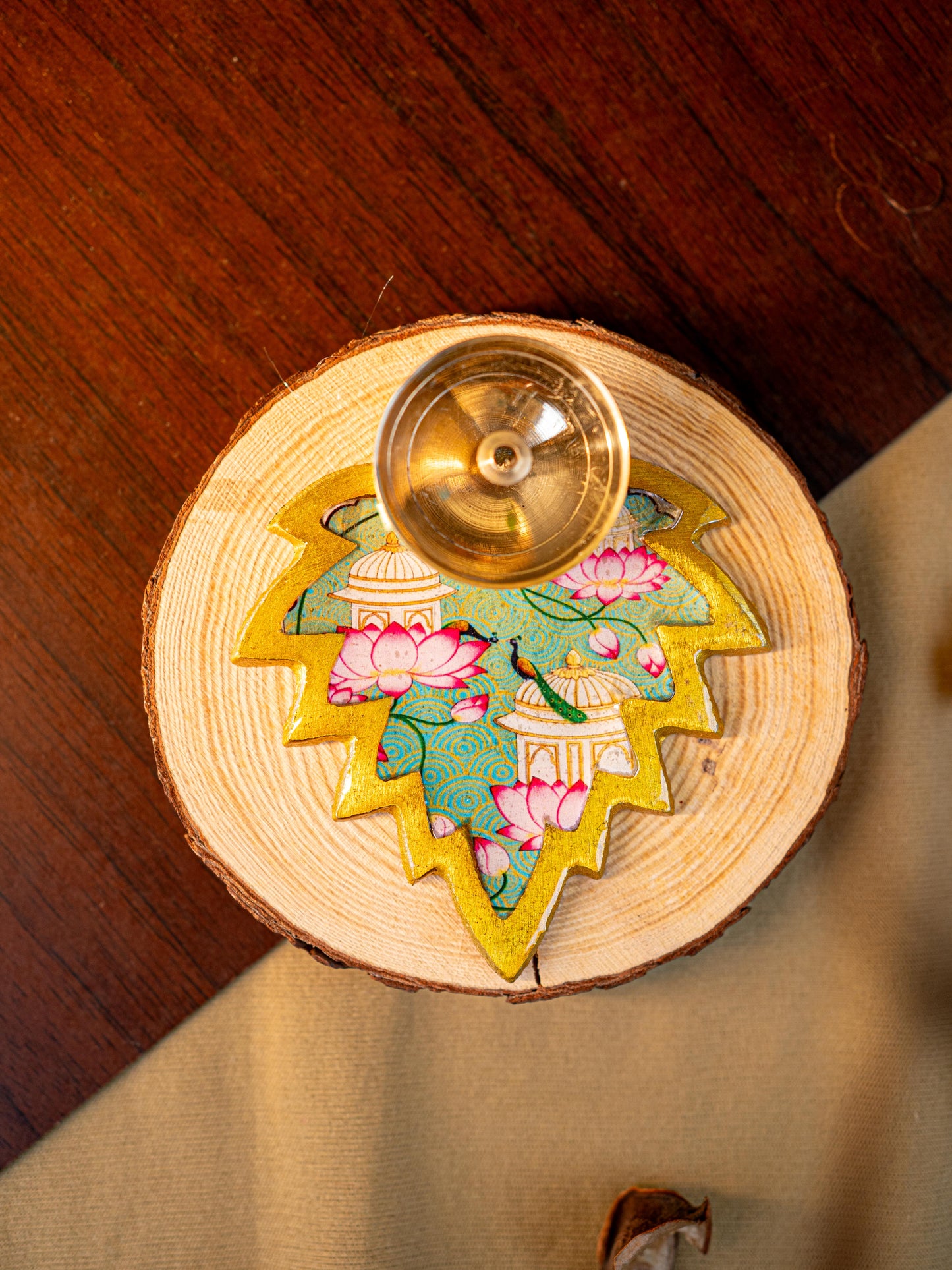 Brass Diya with Leaf - WBG1842