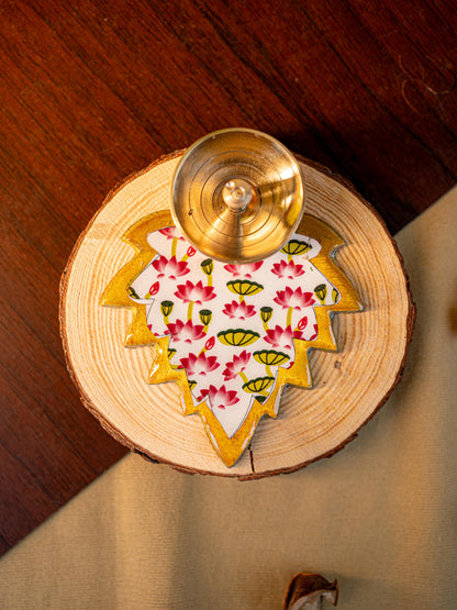 Brass Diya with Leaf - WBG1842