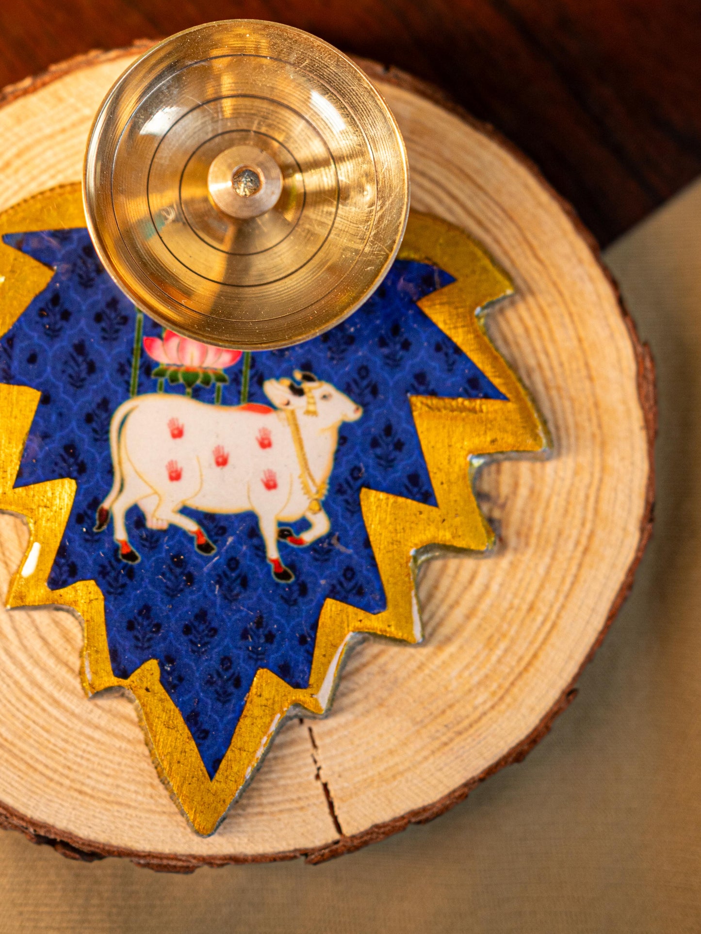Brass Diya with Leaf - WBG1842