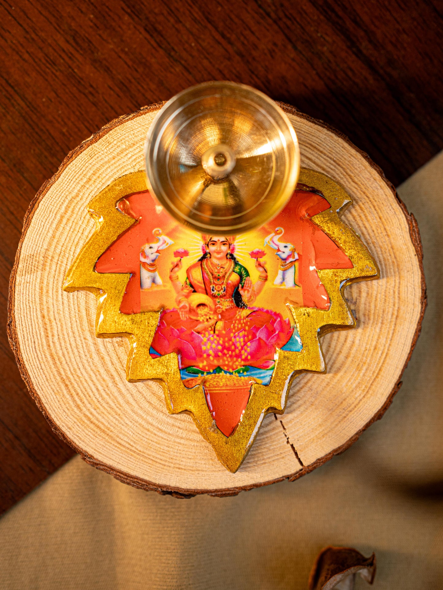 Brass Diya with Leaf - WBG1842