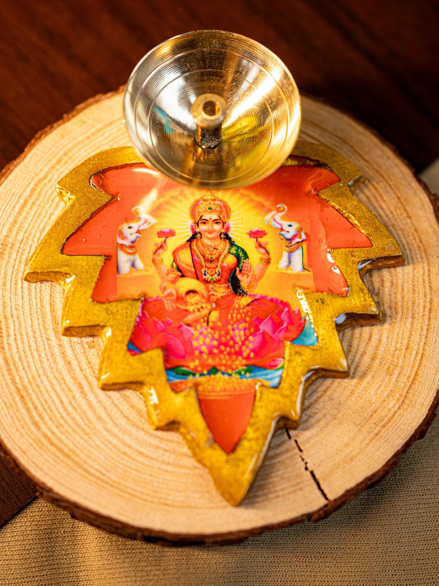 Brass Diya with Leaf - WBG1842