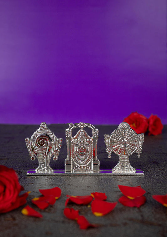 Zinc Alloy Tirupathi Balaji with Shank and Chakra - Silver - WBG1843