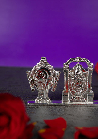 Zinc Alloy Tirupathi Balaji with Shank and Chakra - Silver - WBG1843