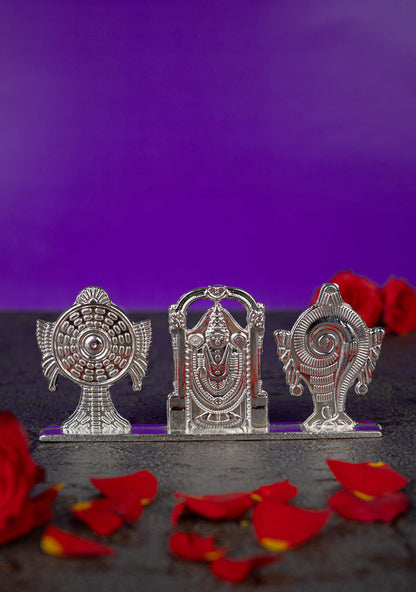 Zinc Alloy Tirupathi Balaji with Shank and Chakra - Silver - WBG1843