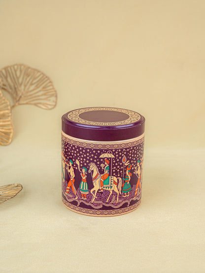 Dholi Printed Tin Jar - WBG1849