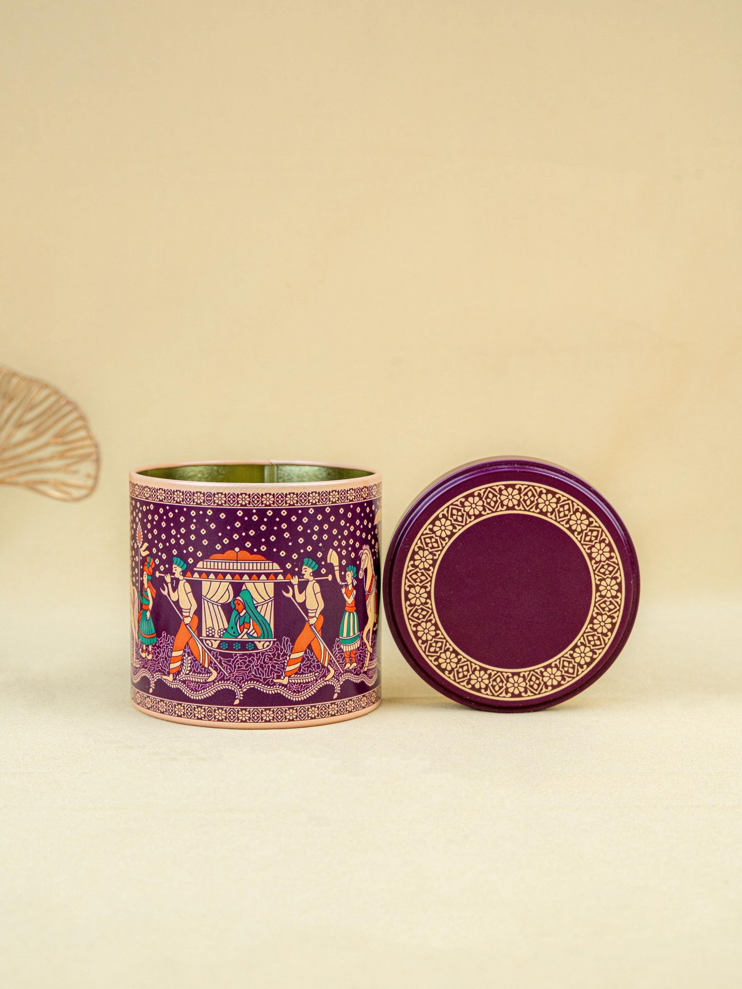 Dholi Printed Tin Jar - WBG1849