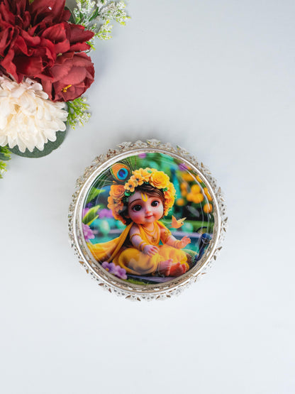 German Silver Bowl - Baby Krishna Design - 4 inch - WBG1861