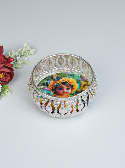 German Silver Bowl - Baby Krishna Design - 4 inch - WBG1861