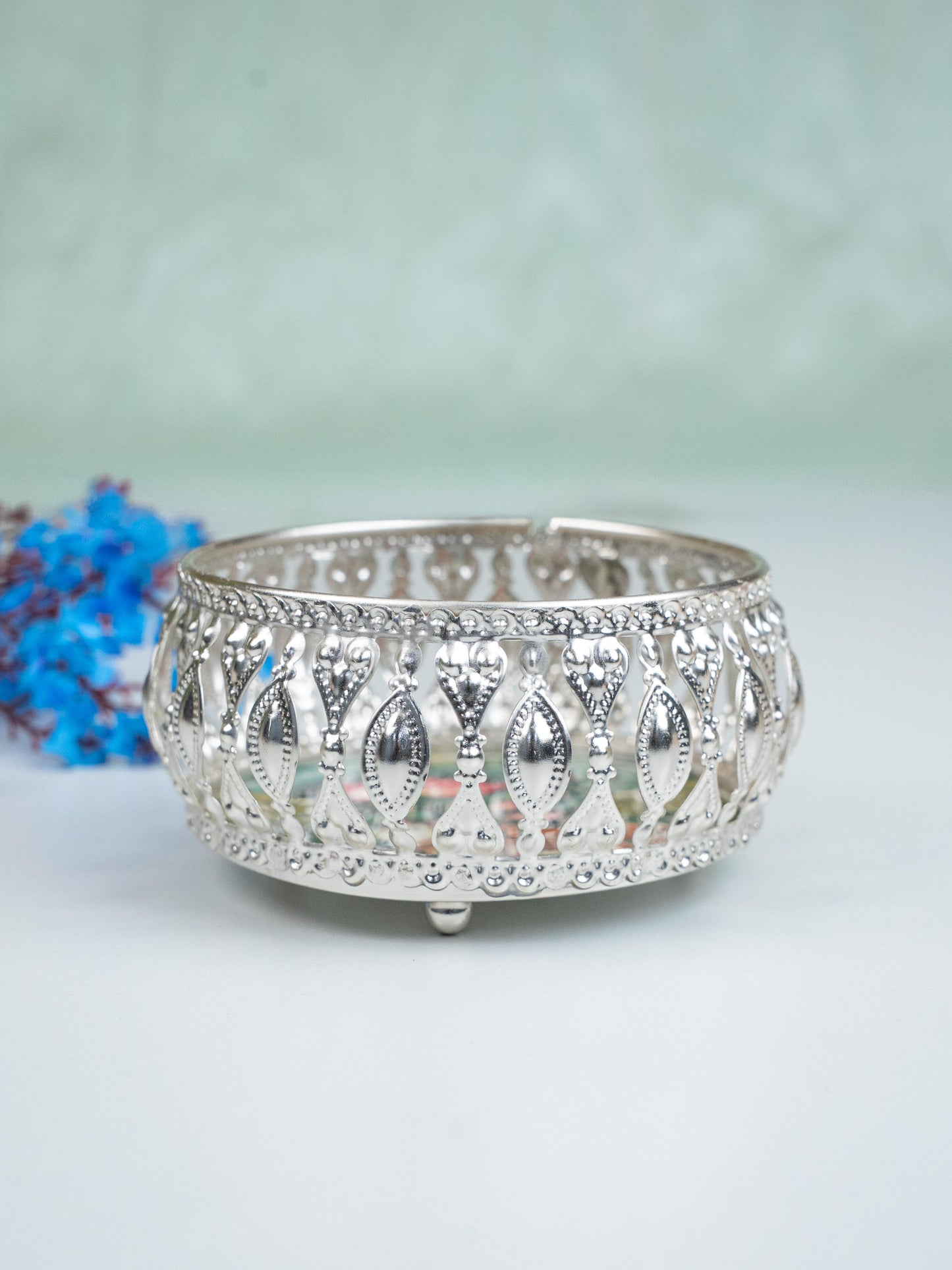 German Silver Bowl - Cow Design - 4 inch - WBG1862