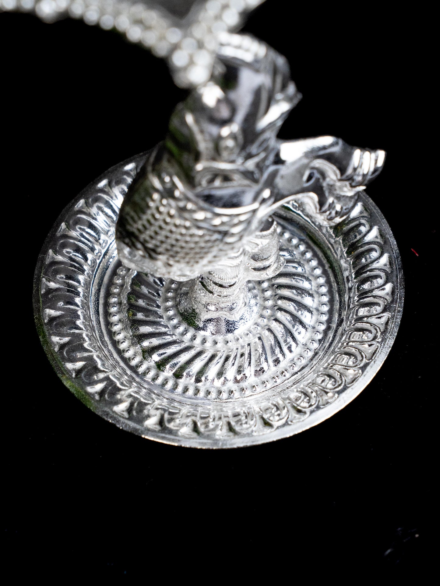 German Silver Five Face Diya with Elephant - WBG1865