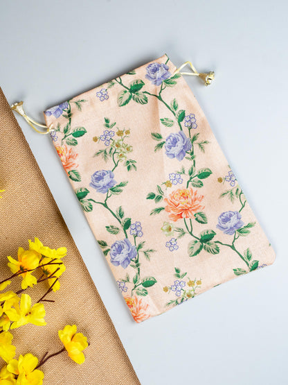 Floral Print String Bag - 11x7 Inch - WBG1873