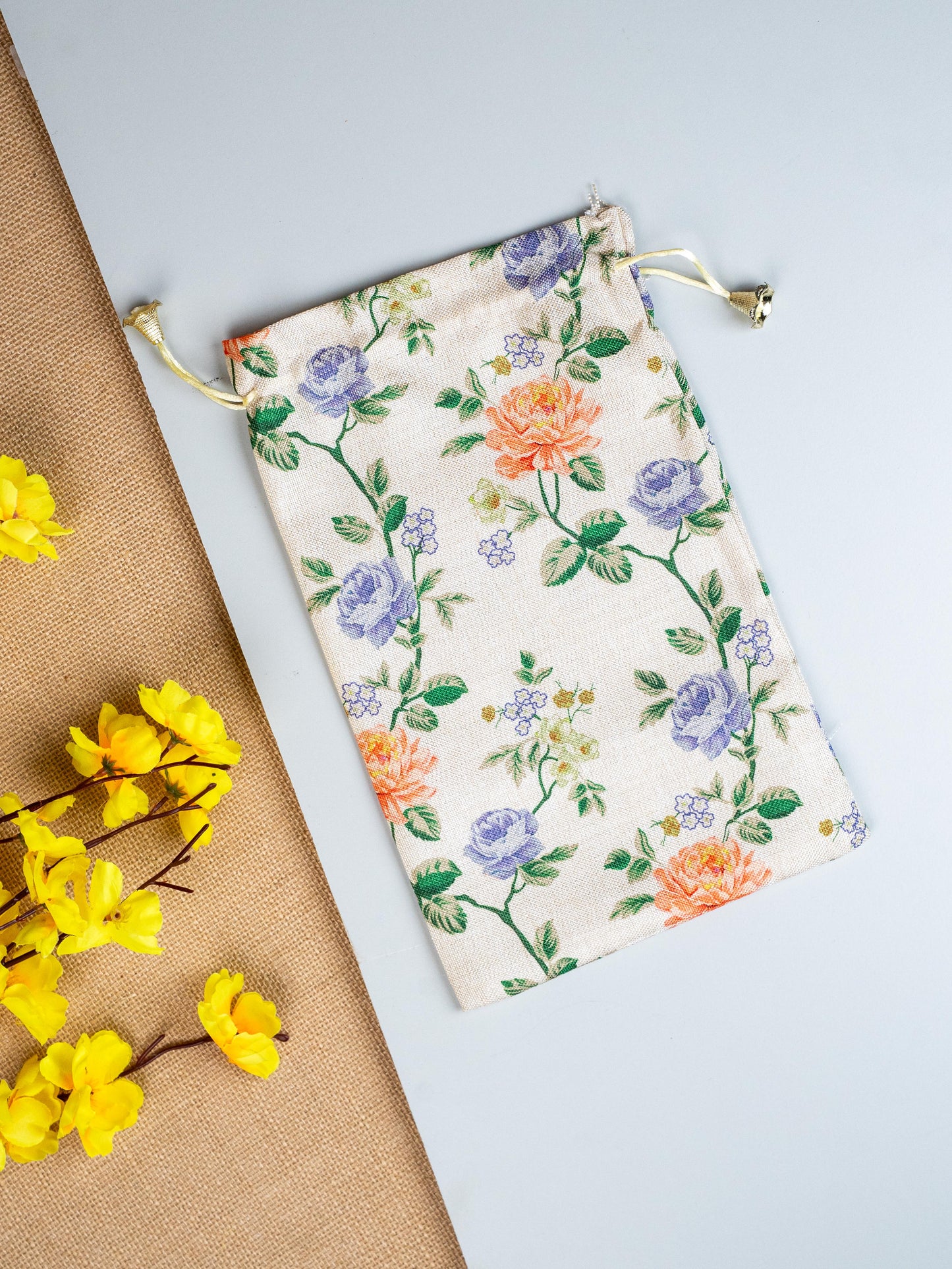 Floral Print String Bag - 11x7 Inch - WBG1873