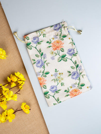 Floral Print String Bag - 11x7 Inch - WBG1873