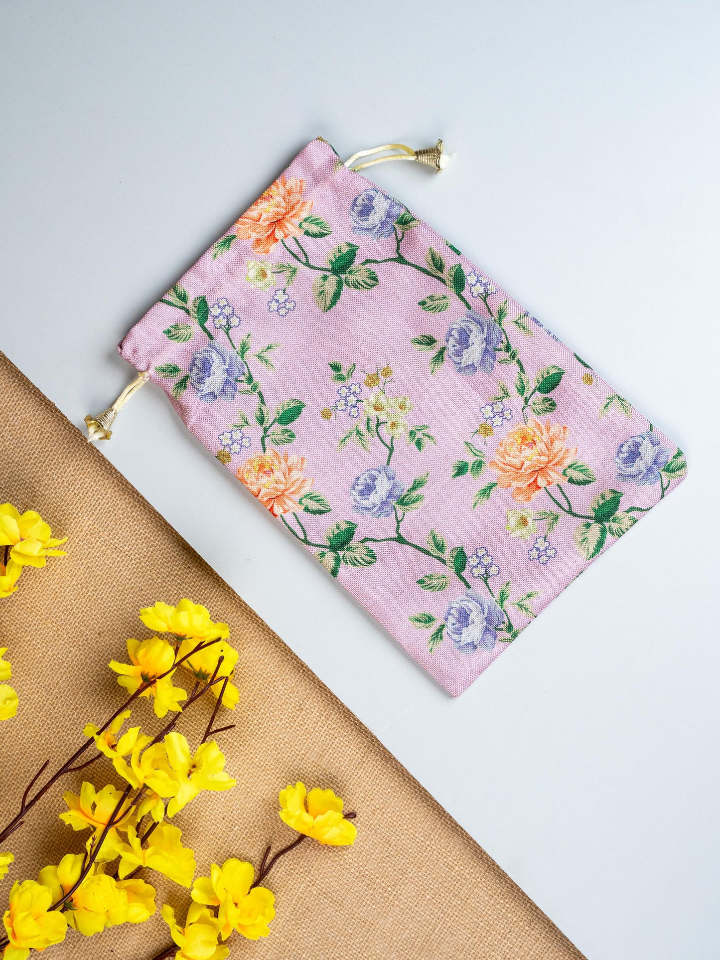 Floral Print String Bag - 11x7 Inch - WBG1873