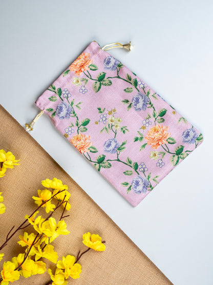 Floral Print String Bag - 11x7 Inch - WBG1873