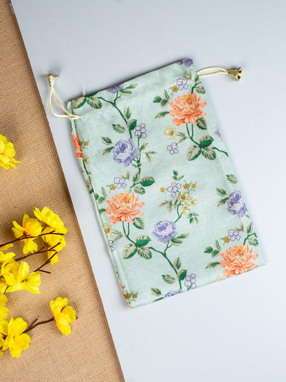 Floral Print String Bag - 11x7 Inch - WBG1873