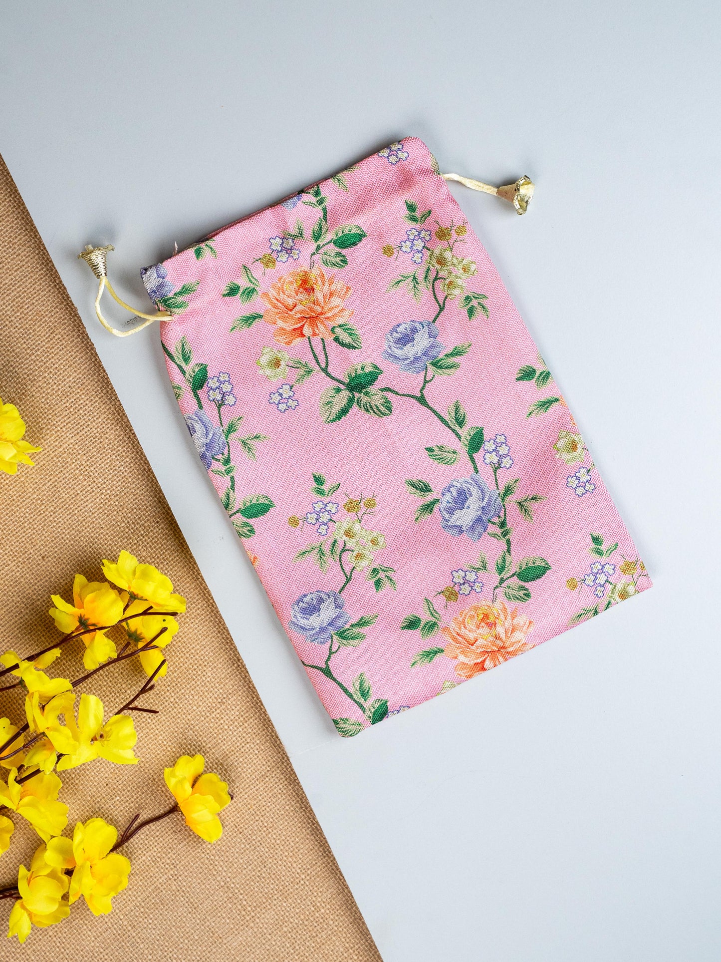 Floral Print String Bag - 11x7 Inch - WBG1873