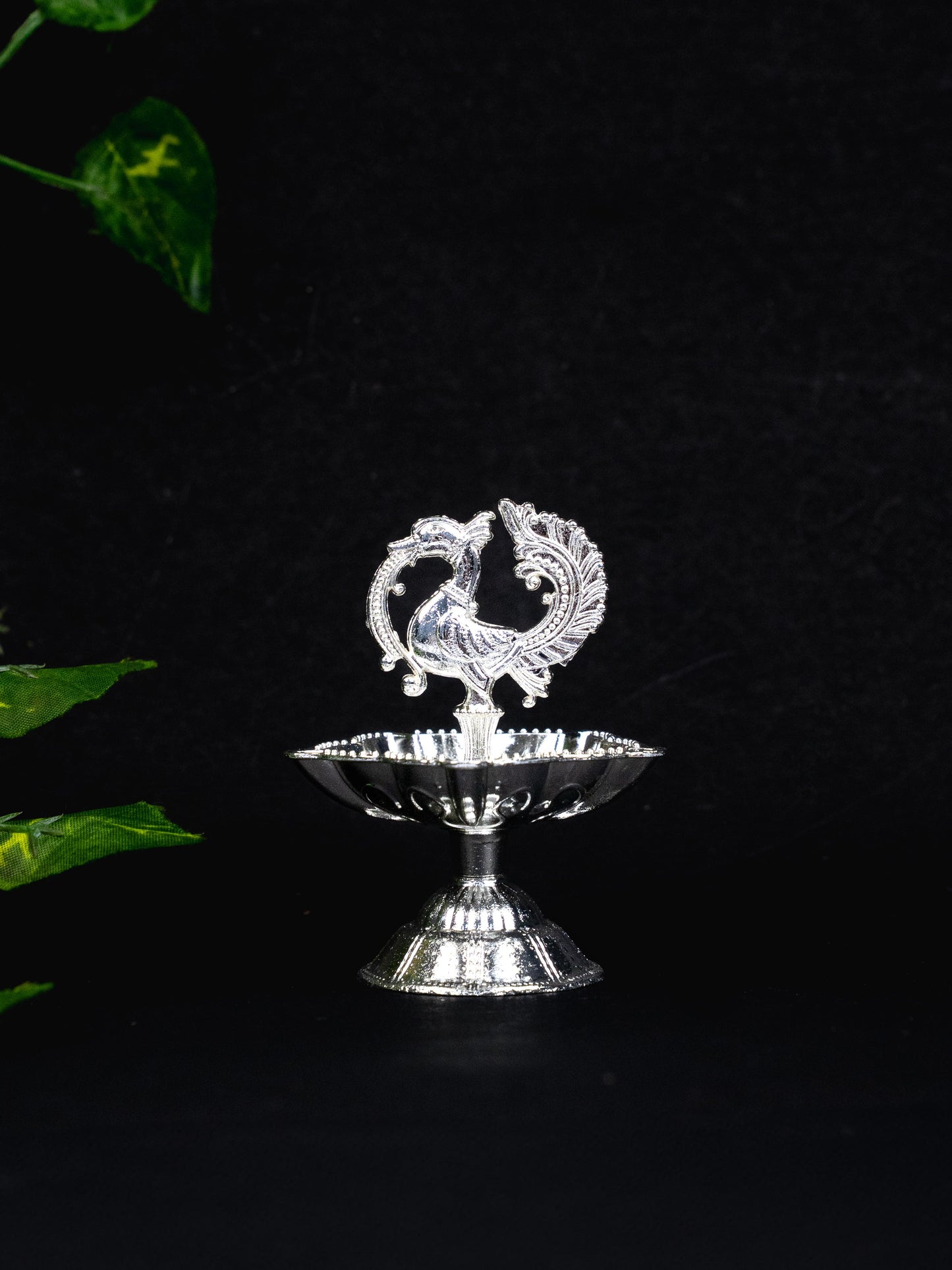 Zinc Alloy Annapakshi Diya - Silver - 3 inch - WBG1874-2