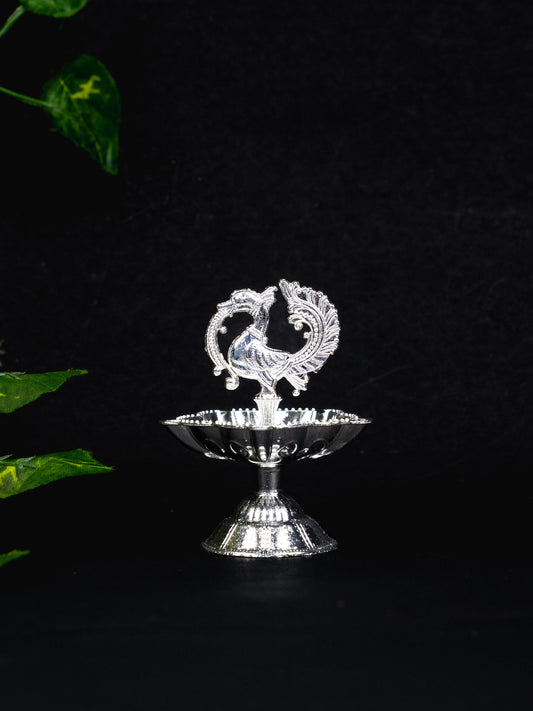 Zinc Alloy Annapakshi Diya - Silver - 3 inch - WBG1874-2