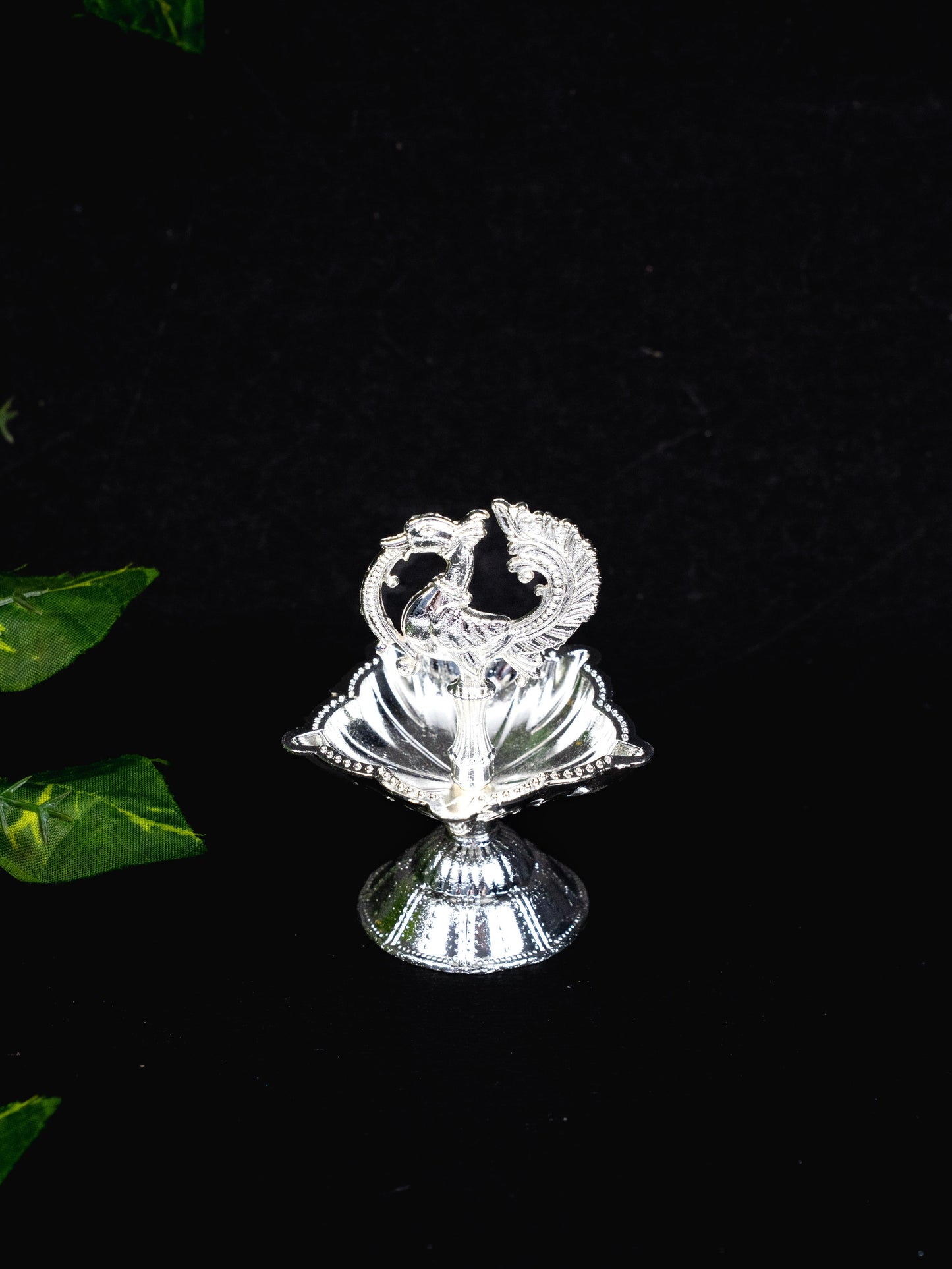 Zinc Alloy Annapakshi Diya - Silver - 3 inch - WBG1874-2